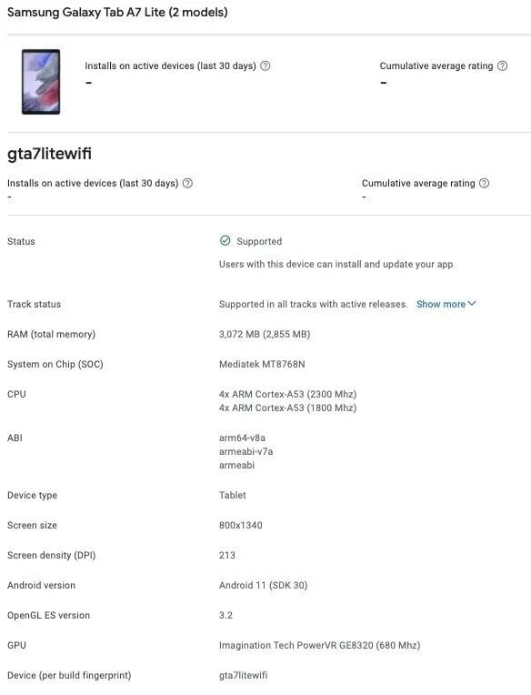 Galaxy Tab A7 Lite - Versión Wi-Fi